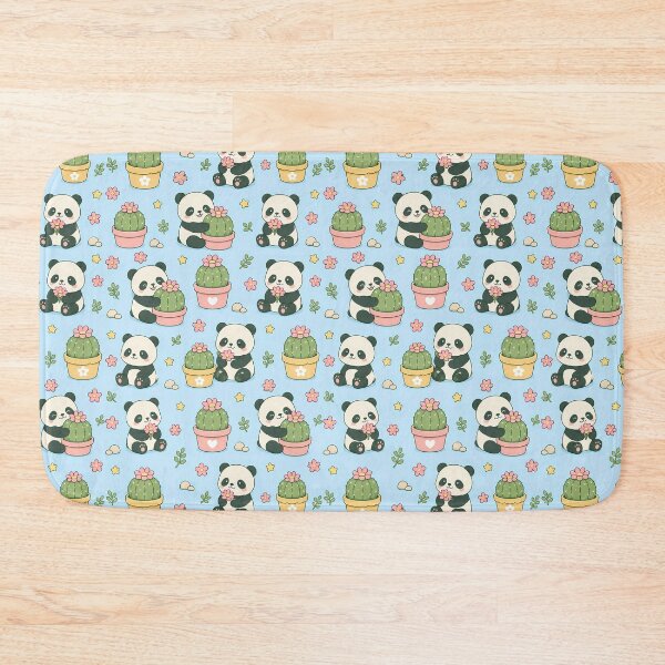Item preview, Panda Cactus Bloom Kawaii Pattern designed and sold by Soft Berry Studio.