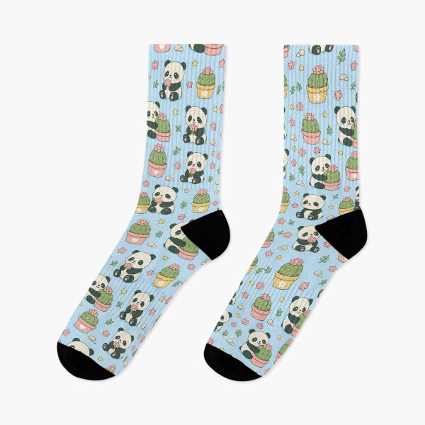 Item preview, Panda Cactus Bloom Kawaii Pattern designed and sold by Soft Berry Studio.