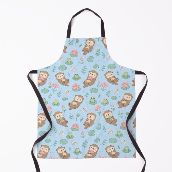 Item preview, Otter Lotus Garden Kawaii Pattern designed and sold by Soft Berry Studio.