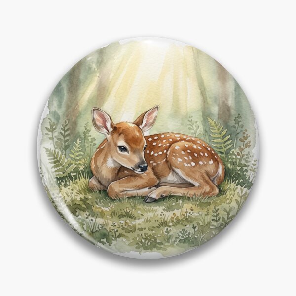 Item preview, Peaceful Watercolor Fawn in Dappled Forest Glade designed and sold by 0Zetgest.