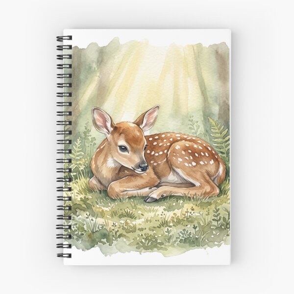 Item preview, Peaceful Watercolor Fawn in Dappled Forest Glade designed and sold by 0Zetgest.