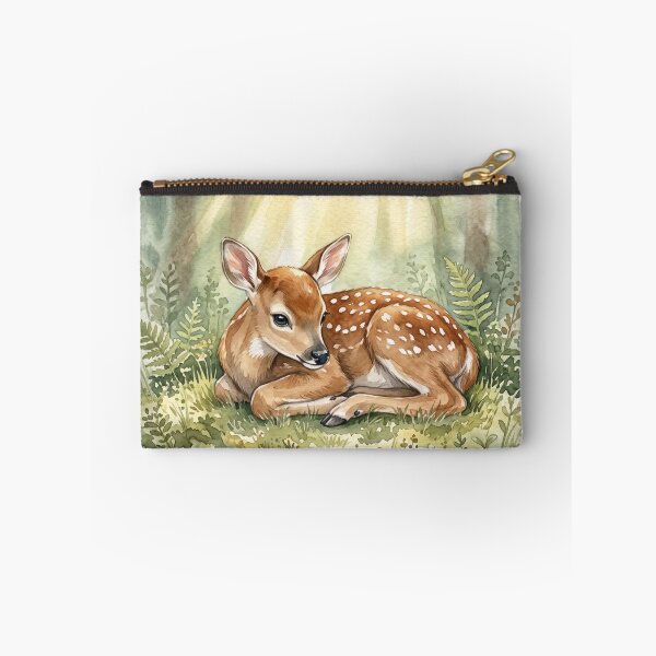 Item preview, Peaceful Watercolor Fawn in Dappled Forest Glade designed and sold by 0Zetgest.