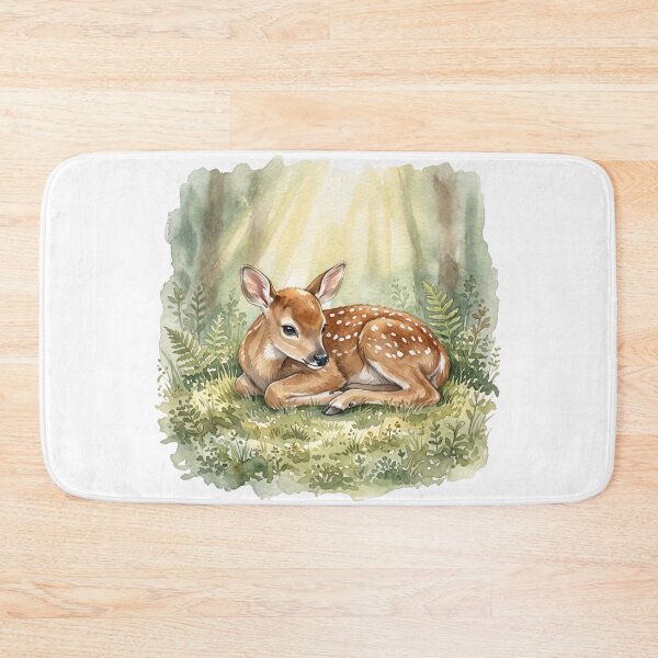 Item preview, Peaceful Watercolor Fawn in Dappled Forest Glade designed and sold by 0Zetgest.