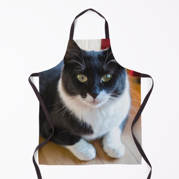 Item preview, Animals - Bicolor Tuxedo Cat, Feline Portrait with Intense Yellow-Green Eyes designed and sold by World-Pets.