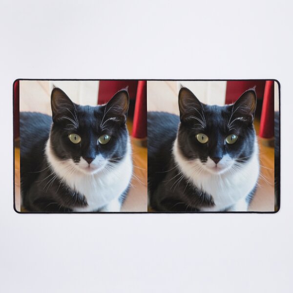 Item preview, Animals - Bicolor Tuxedo Cat, Feline Portrait with Intense Yellow-Green Eyes designed and sold by World-Pets.