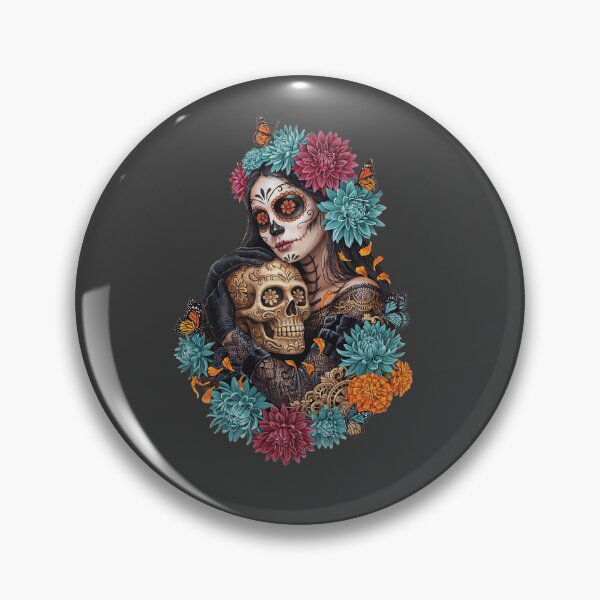 Item preview, Día de los Muertos Autumn Floral Skull Embrace designed and sold by MythicCotton.