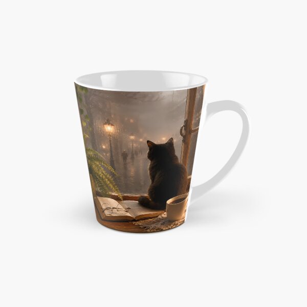 Item preview, Cozy Rainy Night Black Cat | Atmospheric Lo-Fi Aesthetic Art designed and sold by Moodprint5.