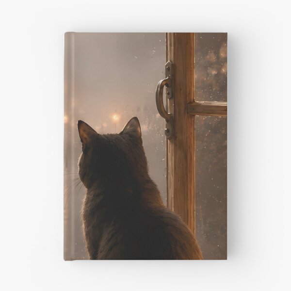 Item preview, Cozy Rainy Night Black Cat | Atmospheric Lo-Fi Aesthetic Art designed and sold by Moodprint5.