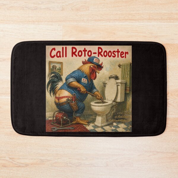 Item preview, Roto‑Rooster Plumbing Cartoon – Bathroom Humor Art designed and sold by Rick London Gifts.
