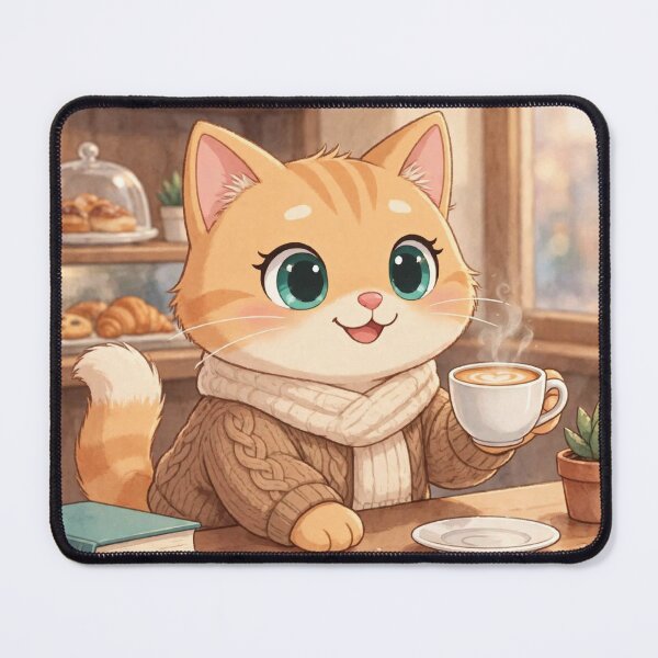 Item preview, Cute Cozy Coffee Cat Kawaii designed and sold by Moody Vibes Studio.