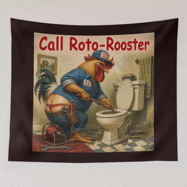 Item preview, Roto‑Rooster Plumbing Cartoon – Bathroom Humor Art designed and sold by Rick London Gifts.