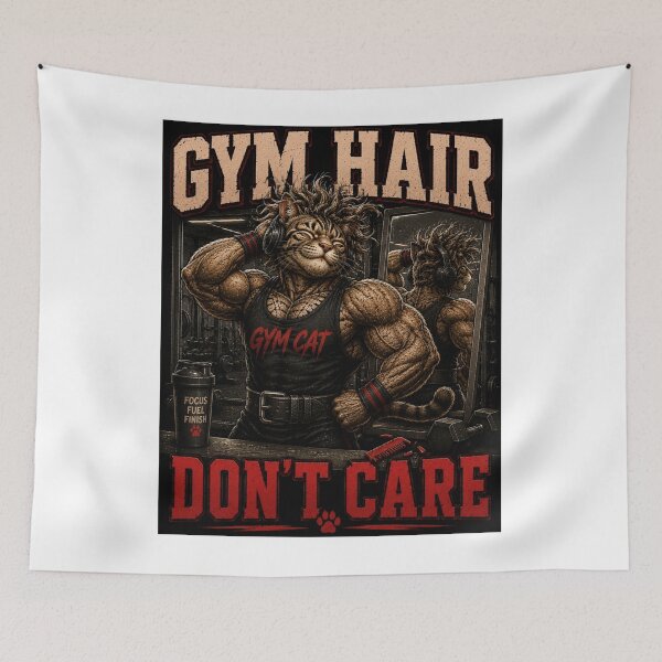 Item preview, Gym Hair Dont Care Funny Muscle Cat Vintage Fitness Gift designed and sold by Digistore1221.