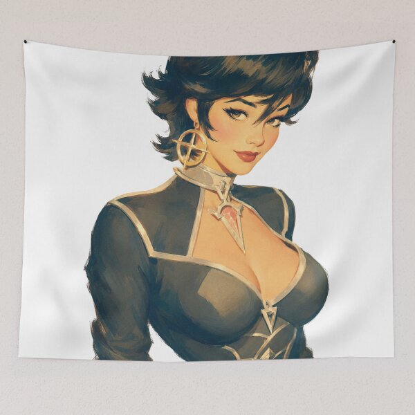 Item preview, Gothic Sorceress Pin-Up | Original Dark Fantasy Retro Illustration designed and sold by Cosplayvintage.