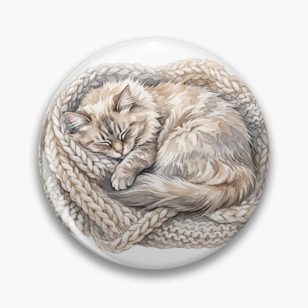 Item preview, Monochromatic Watercolor Long-Haired Cat Nestled in Chunky Knit designed and sold by 0Zetgest.