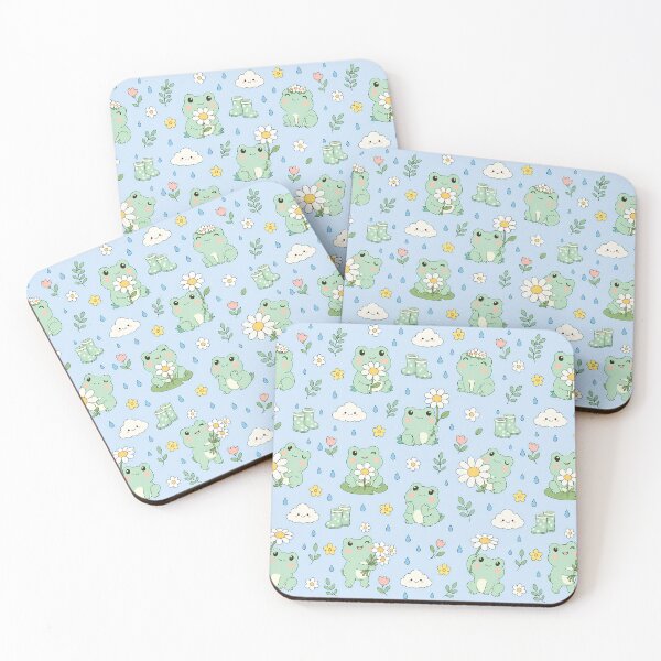 Item preview, Frog Rain Garden Kawaii Pattern designed and sold by Soft Berry Studio.