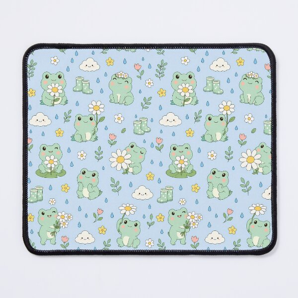 Item preview, Frog Rain Garden Kawaii Pattern designed and sold by Soft Berry Studio.