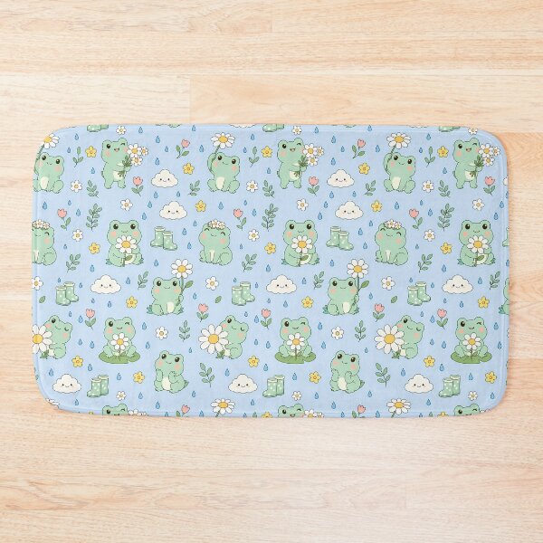 Item preview, Frog Rain Garden Kawaii Pattern designed and sold by Soft Berry Studio.