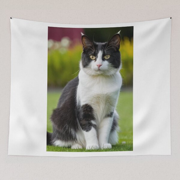 Item preview, Animals - Black and white bicolor cat, Elegant portrait with amber eyes designed and sold by World-Pets.