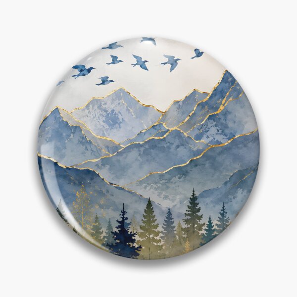 Item preview, Golden Mountain Peaks Watercolor Landscape designed and sold by trendspatterns.