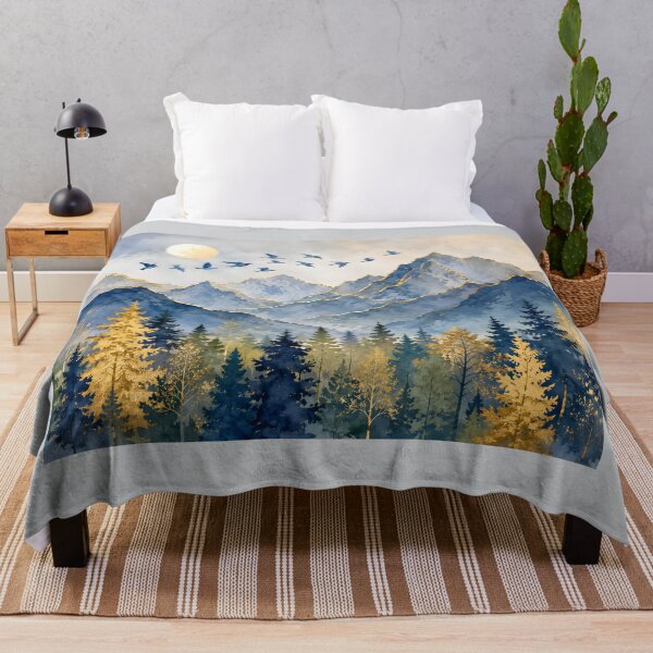 Item preview, Golden Mountain Peaks Watercolor Landscape designed and sold by trendspatterns.