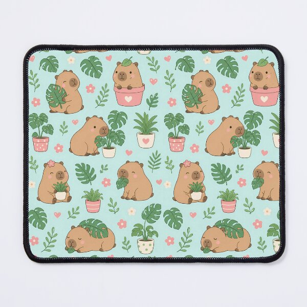 Item preview, Capybara Monstera Plant Lover Kawaii Pattern designed and sold by Soft Berry Studio.