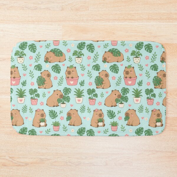 Item preview, Capybara Monstera Plant Lover Kawaii Pattern designed and sold by Soft Berry Studio.