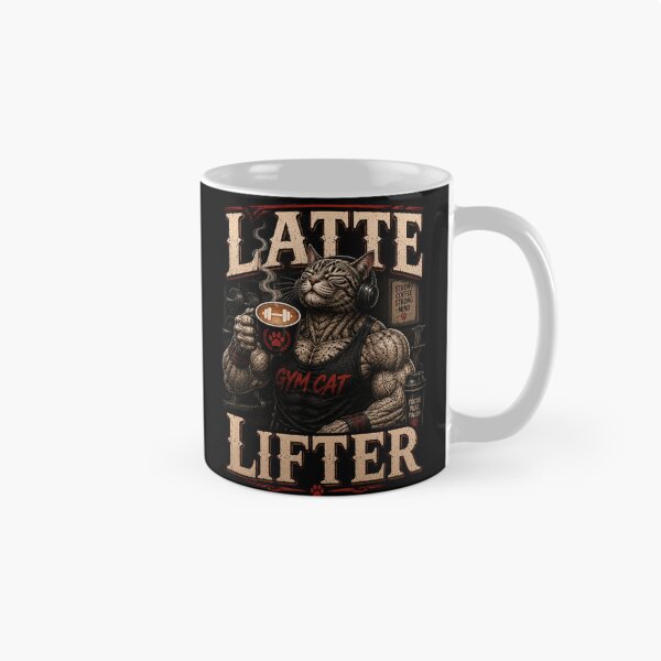 Item preview, Latte Lifter Funny Gym Cat Coffee Vintage Fitness Gift designed and sold by Digistore1221.