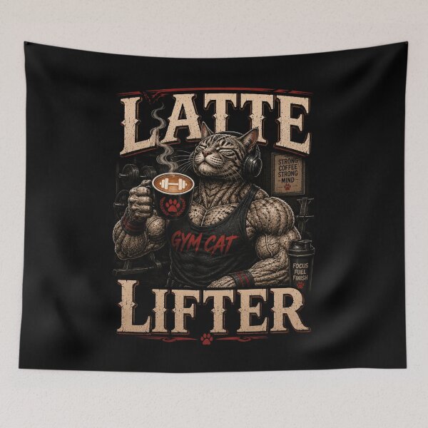 Item preview, Latte Lifter Funny Gym Cat Coffee Vintage Fitness Gift designed and sold by Digistore1221.