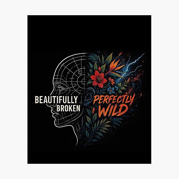 Item preview, Beautifully Broken Perfectly Wild - Neon Floral Duality designed and sold by AcosDesign.