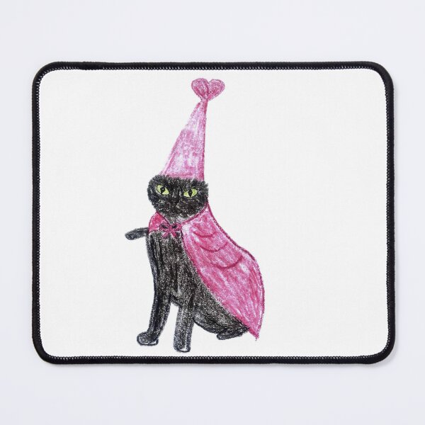 Item preview, Cute Black Cat Fairy Wizard in Pink Cape Crayon Art designed and sold by MagicYana.