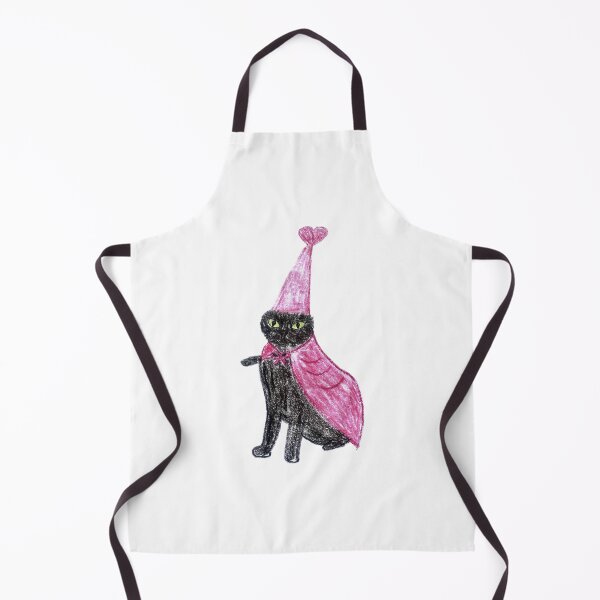 Item preview, Cute Black Cat Fairy Wizard in Pink Cape Crayon Art designed and sold by MagicYana.