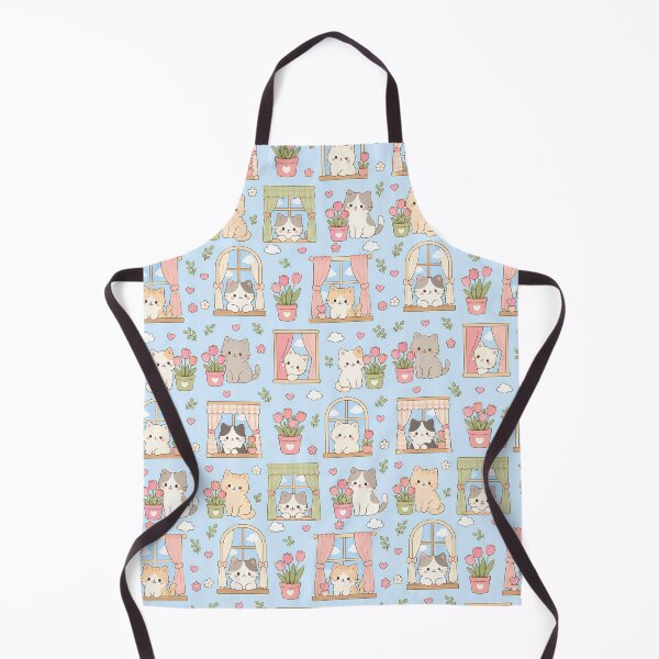 Item preview, Cozy Cat Tulip Window Kawaii Pattern designed and sold by Soft Berry Studio.