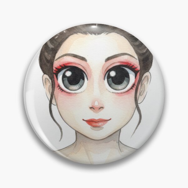 Item preview, Anime Girl Watercolor Portrait Red Makeup designed and sold by KaleChub.