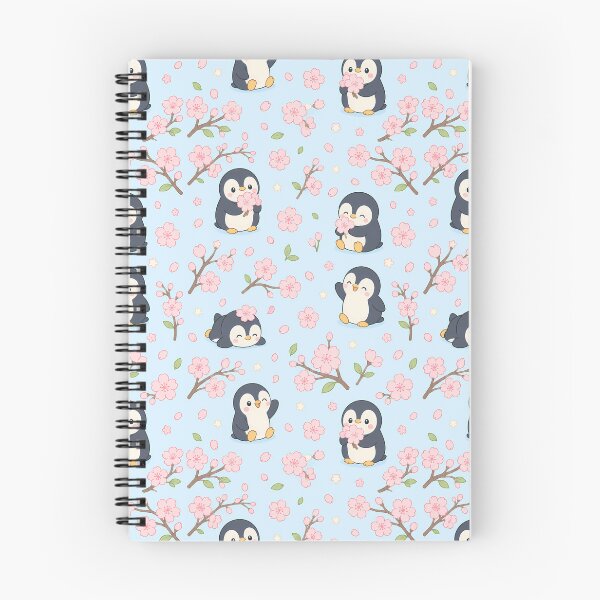 Item preview, Penguin Cherry Blossom Garden Kawaii Pattern designed and sold by Soft Berry Studio.