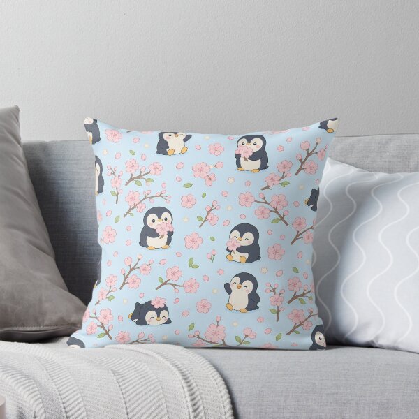 Item preview, Penguin Cherry Blossom Garden Kawaii Pattern designed and sold by Soft Berry Studio.