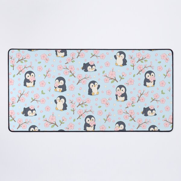 Item preview, Penguin Cherry Blossom Garden Kawaii Pattern designed and sold by Soft Berry Studio.