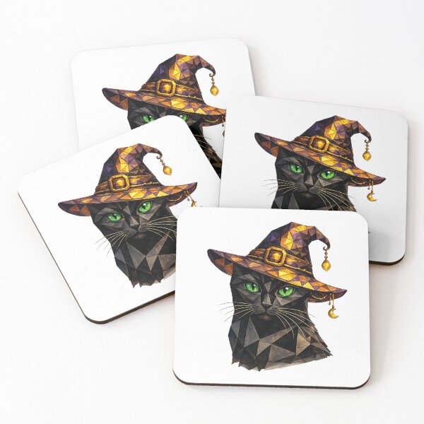Item preview, Black Witch Cat Geometric Art designed and sold by RoPrincess.