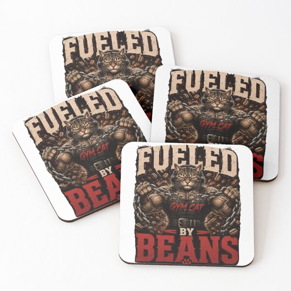 Item preview, Fueled by Beans Funny Gym Cat Coffee Vintage Fitness Gift designed and sold by Digistore1221.