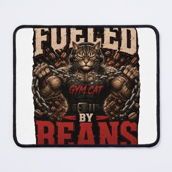 Item preview, Fueled by Beans Funny Gym Cat Coffee Vintage Fitness Gift designed and sold by Digistore1221.