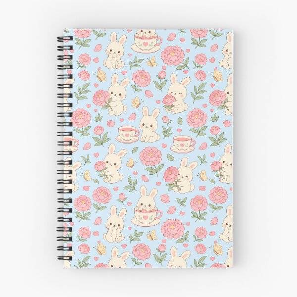 Item preview, Bunny Pink Tea Garden Kawaii Pattern designed and sold by Soft Berry Studio.