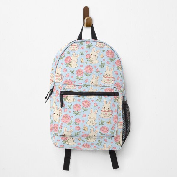 Item preview, Bunny Pink Tea Garden Kawaii Pattern designed and sold by Soft Berry Studio.
