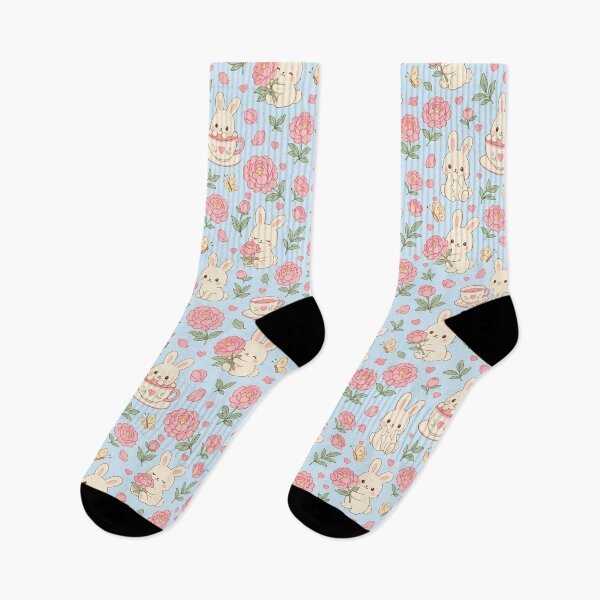Item preview, Bunny Pink Tea Garden Kawaii Pattern designed and sold by Soft Berry Studio.
