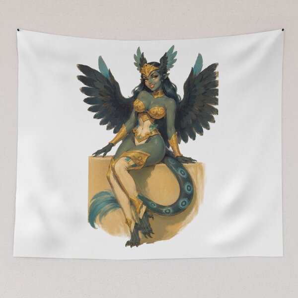 Item preview, Celestial Harpy Queen Pin-Up | Original Fantasy Retro Illustration designed and sold by Cosplayvintage.