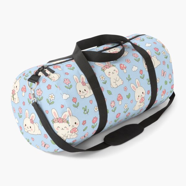 Item preview, Bunny Mushroom Flower Field Kawaii Pattern designed and sold by Soft Berry Studio.