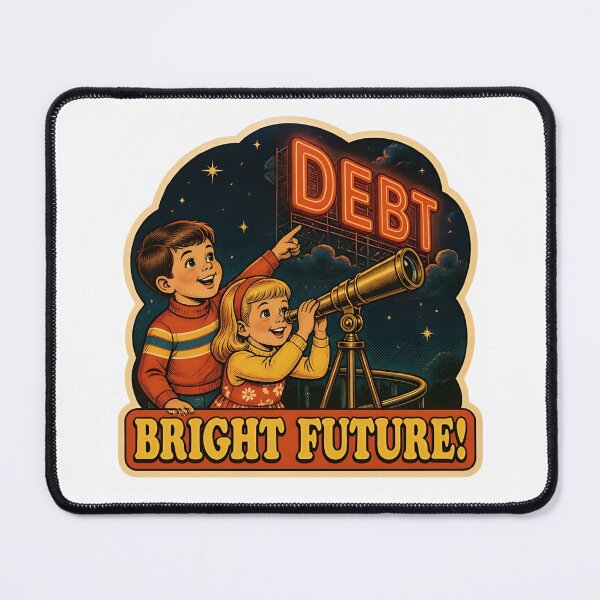 Item preview, Bright Future Debt Satire Retro Poster Vintage Graphic designed and sold by RareVisuals.