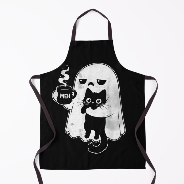 Item preview, Cute Spooky Ghost Holding Black Cat and Meh Coffee Mug  designed and sold by Rahamkshop.