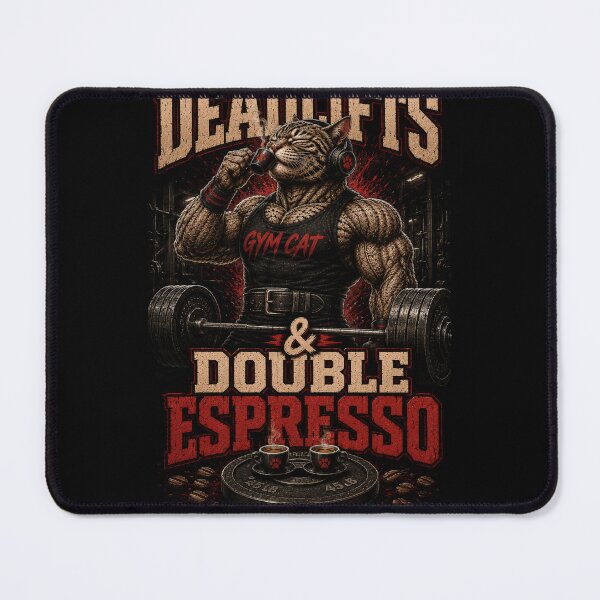 Item preview, Deadlifts and Double Espresso Funny Gym Cat Vintage Coffee Fitness designed and sold by Digistore1221.