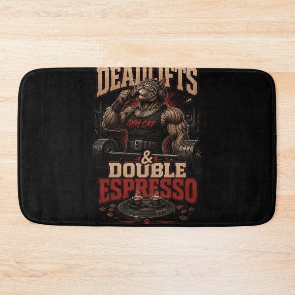 Item preview, Deadlifts and Double Espresso Funny Gym Cat Vintage Coffee Fitness designed and sold by Digistore1221.