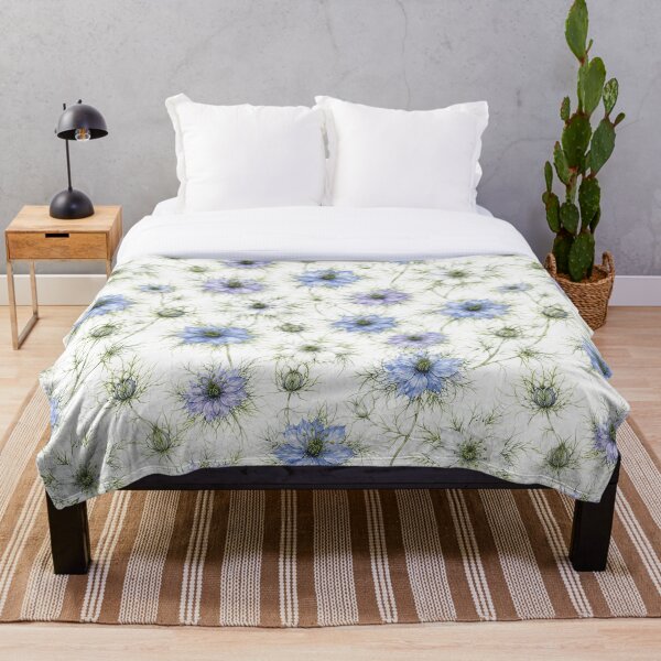 Item preview, Nigella Love in a Mist Watercolor Ethereal Seamless Pattern designed and sold by Inkworksbyshery.