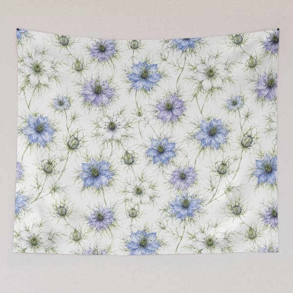 Item preview, Nigella Love in a Mist Watercolor Ethereal Seamless Pattern designed and sold by Inkworksbyshery.